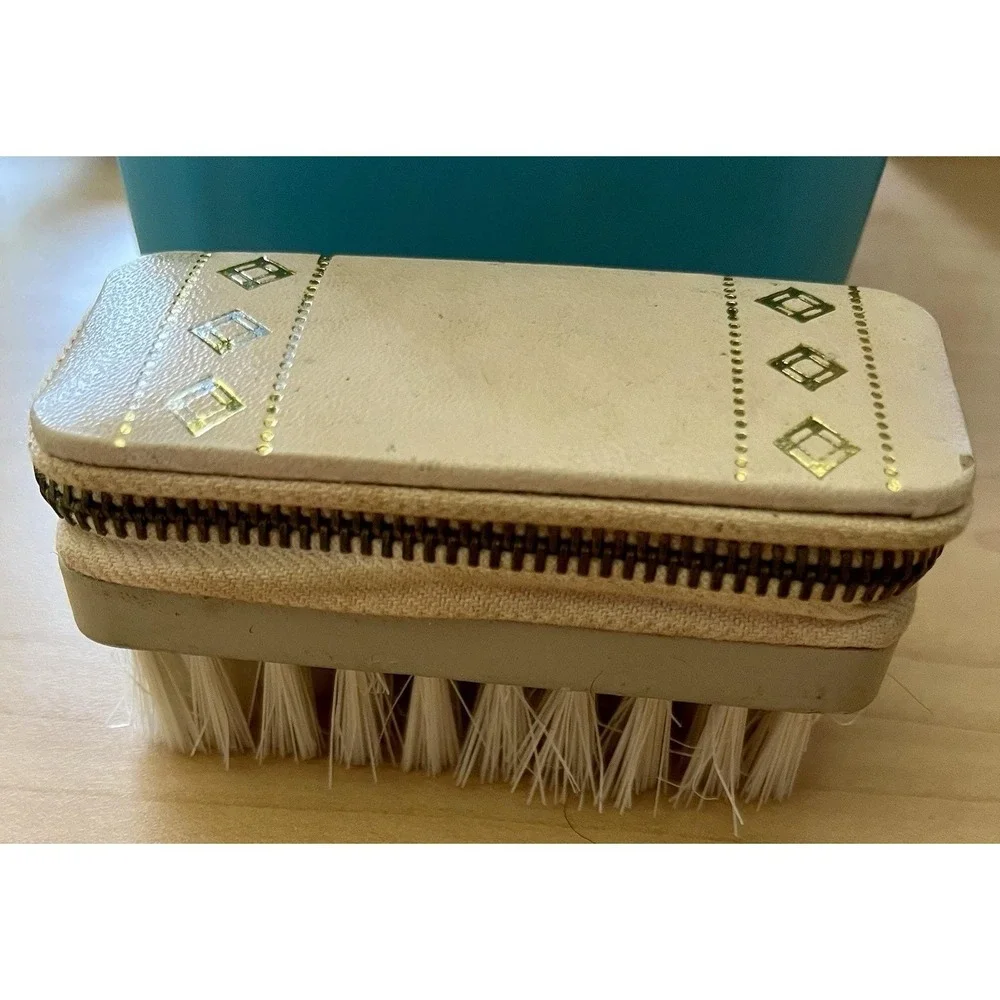 Vintage Made in Austria Leather Travel Sewing Grooming Kit Clothes Brush Cream